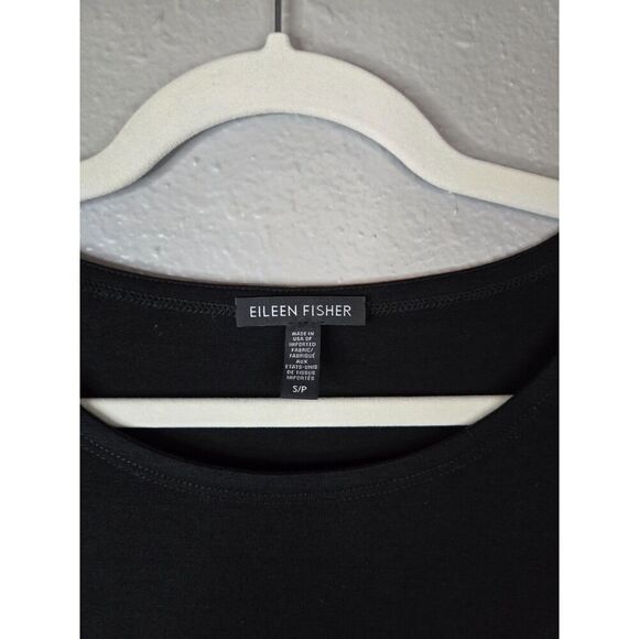 Eileen Fisher Women's Black Asymmetrical Elbow Sleeve Tunic Size Small - Picture 3 of 5